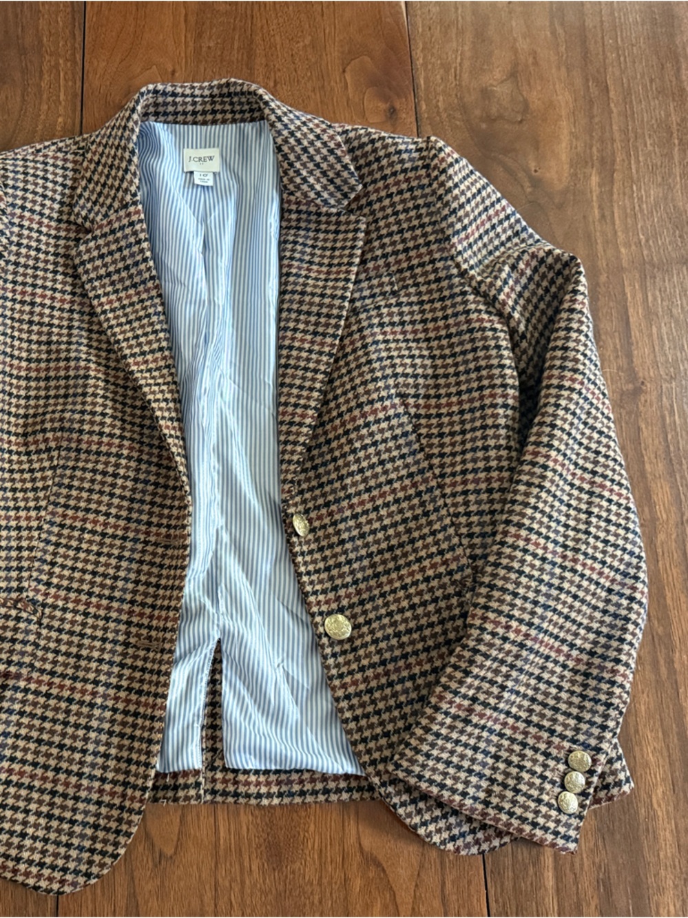 J. Crew Houndstooth Sport Coat in Brown and Tan with Subtle Navy